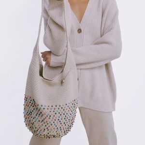 The Sak New Bali Beads Ecru Beaded 120 Hobo Bag
